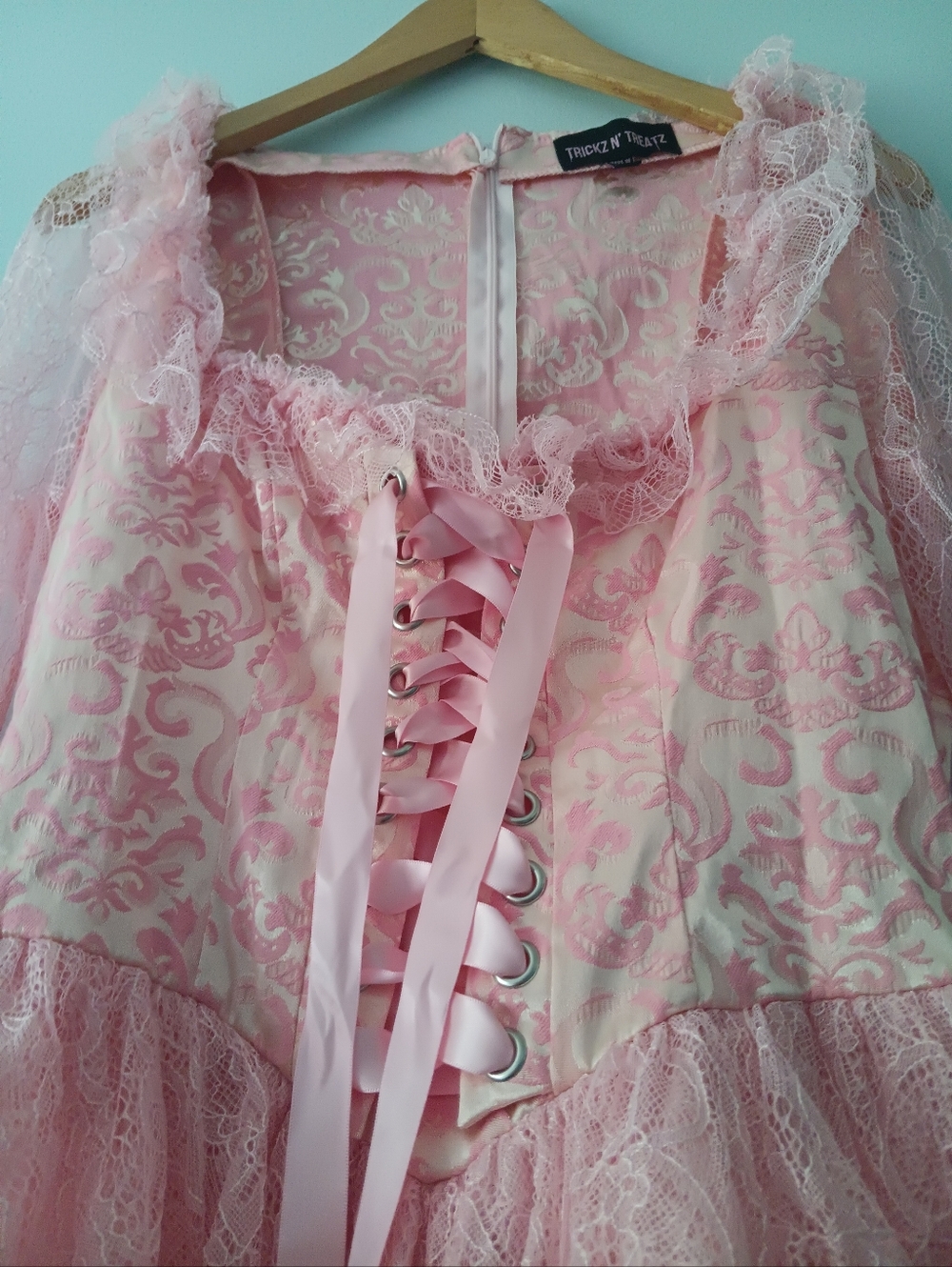 Dolls Kill Pink Marie Antoinette Lace Bow Corset Fairy Coquette Costume Dress M - Picture 5 of 10